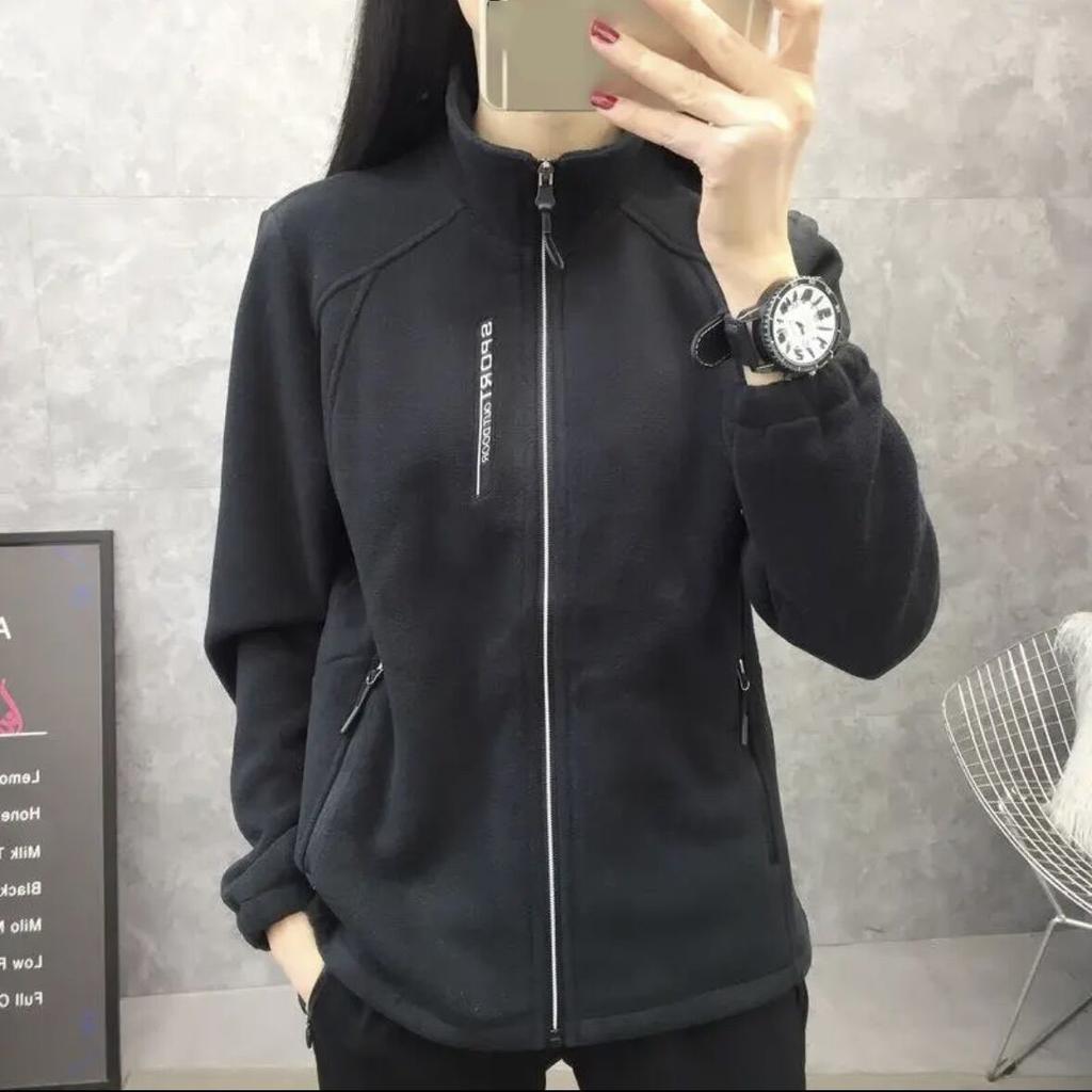 Autumn and Winter Fleece Jacket Women's Casual Fleece Jacket Stand Collar Thick Cardigan Sports Outdoor Warm Hoodie Jacket