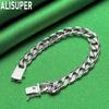 925 Sterling Silver 10mm Interlocking Side Chain Bracelet Gift Jewelry