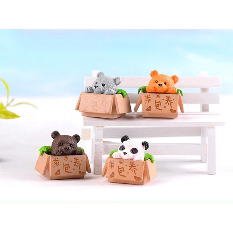 4Pcs/set DIY Fairy Garden Decoration Cute Animal Panda Miniatures Mini Figures Moss Terrarium Micro Landscape