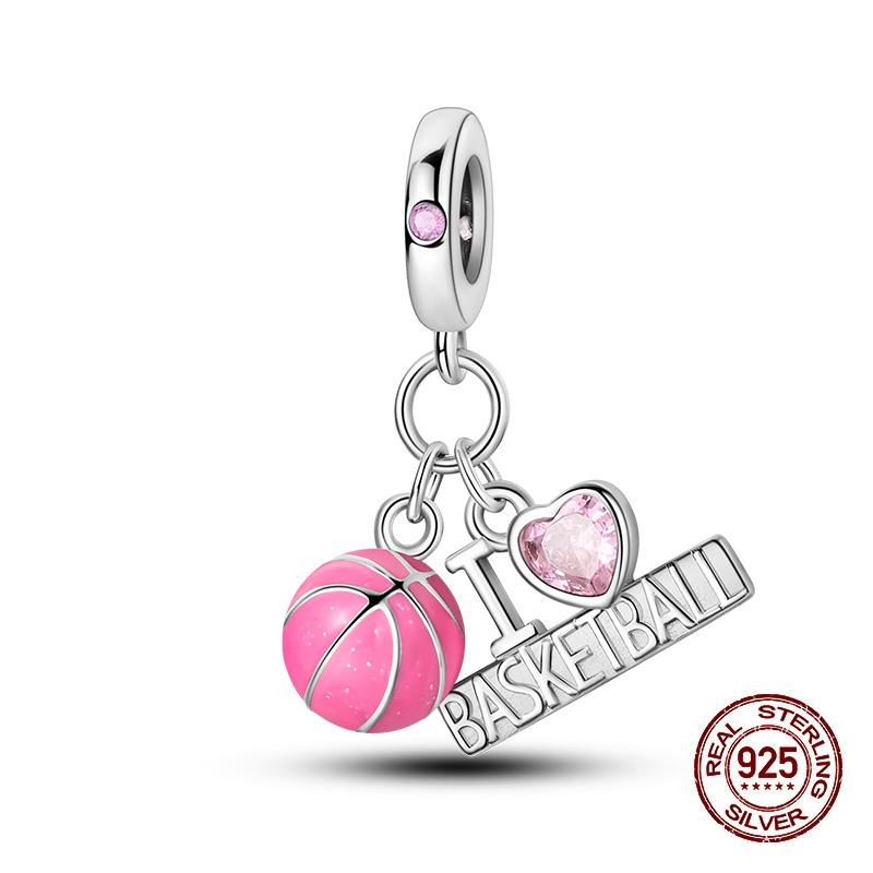 New Copper Basketball Football Yoga Sports Series Charms Beads Fit Pandach Original Bracelets Diy Jewelry Birthday Gift