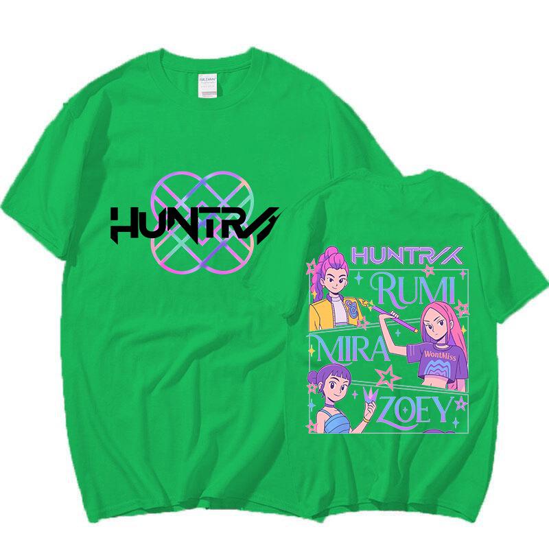 Kpop Demon Hunter Girl Double-Sided Print Round Neck T-Shirt - Unisex Summer Loose Fit