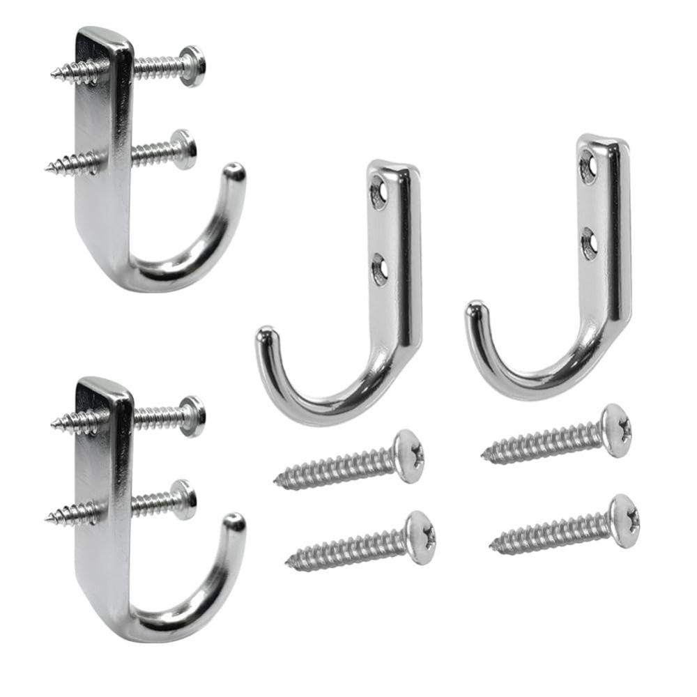 2pcs Heavy Duty 316 Stainless Steel Wall Hooks Screw Mount Rust Proof Wall Hanger Corrosion Resistant J-Type Hooks Home