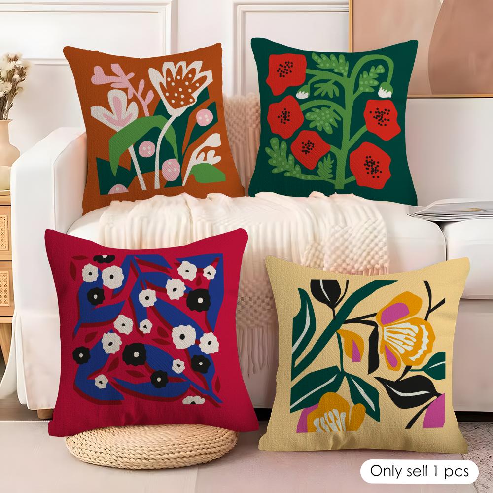Flower Cushion Cover Soft Plush Fabric DoubleSided Printed Cushion Covers for All Seasons Modern Home Decor