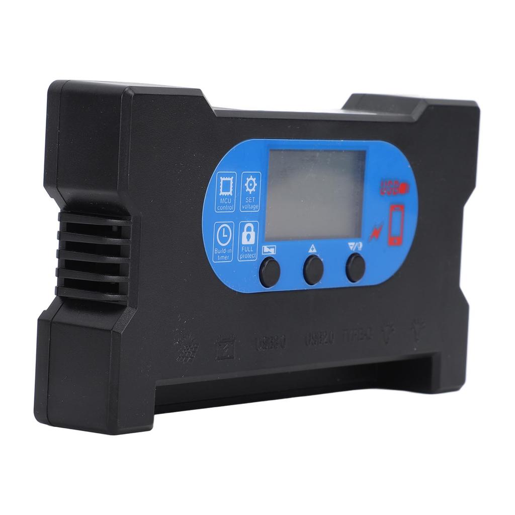 Solar Controller HD Display Dual USB Type C DC Fast Charging Multi Protection Solar Panel Regulator 10A
