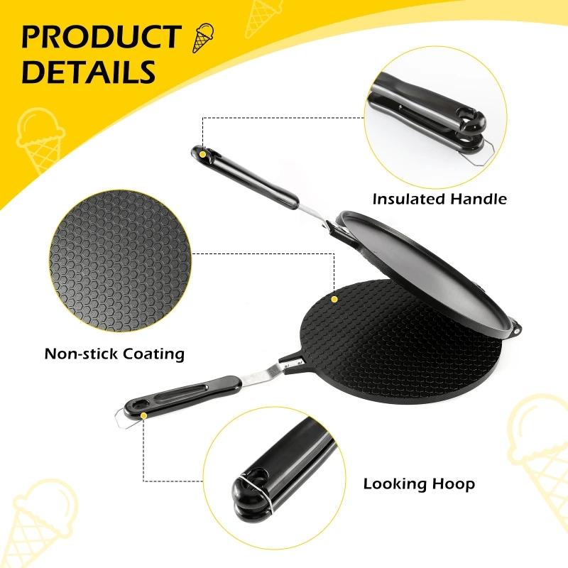 22cm Commercil Ice Cream Cone Crispy Roll Mold Household Gas Egg Roll Machine Waffle Cone Maker Crisp Omelet Pan DIY Home Making