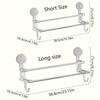 1pc Suction Cup Towel Rack with Hooks, No Hole Towel Storage Rack for Bathroom, Wall Mounted Towel Rack, Bath Towel Hanging Bar
