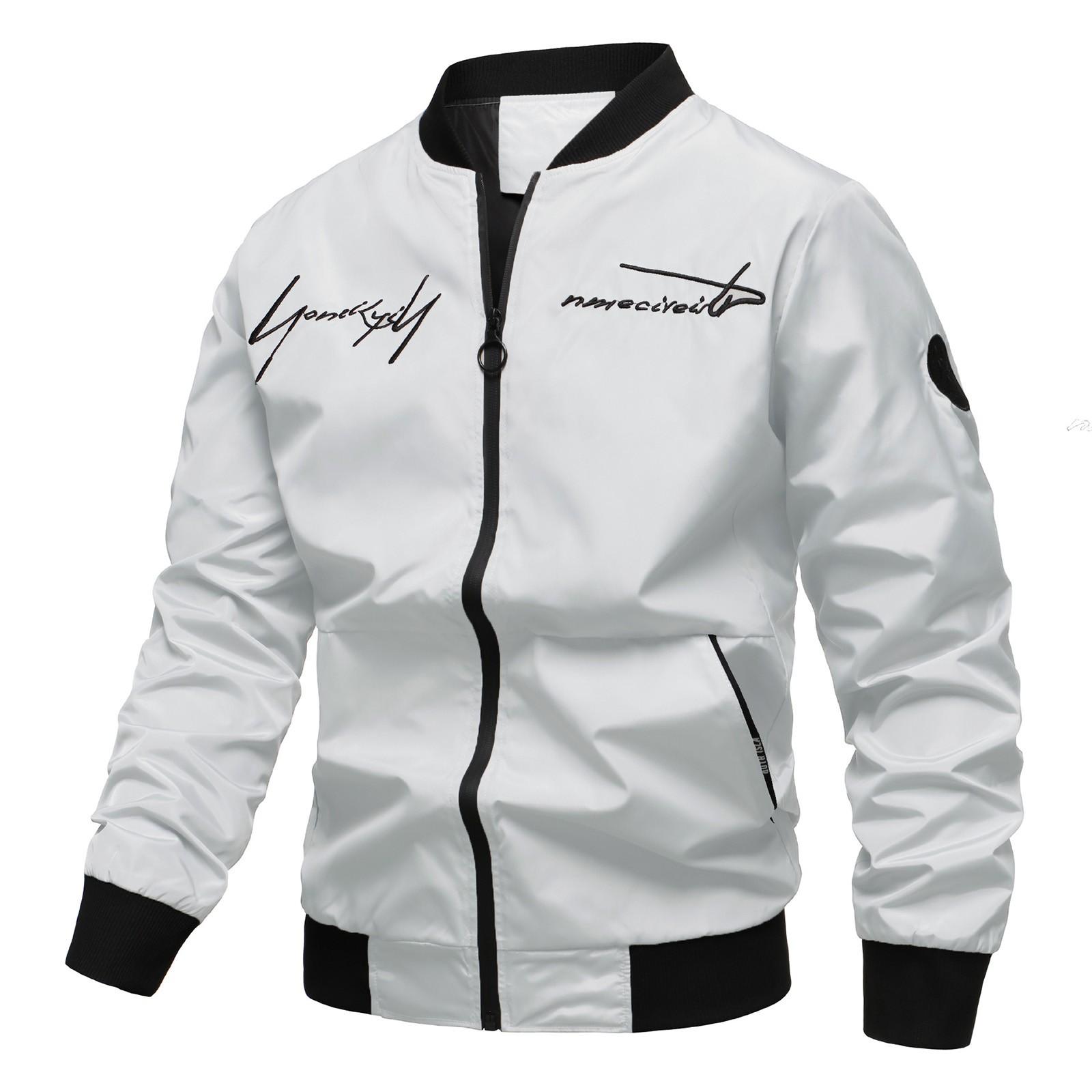 

Мужская куртка с воротником-бейсболкой, однотонная, мужская повседневная куртка, свободные топы XXL белый