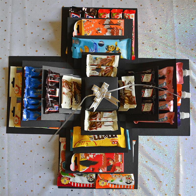 

DIY Surprise Explosion Box for Boyfriend and Girlfriend Birthday Anniversary Commemoration Valentine s Day Wedding Surprise Gift 16x24x24cm чёрный
