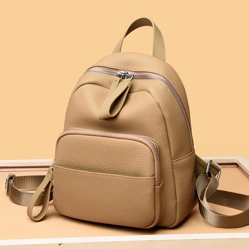 New 2023 Cowhide Female Bag Summer Women 's  Backpack Shoulder High-Capacity Ladies  Bags Travel Bag Girls Chest Bag