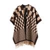 Retro Checkerboard Plaid Autumn And Winter Men'S And Women'S Double-Sided Shawls With Imitation Cashmere High-End Warm Fringed Scarf Cape