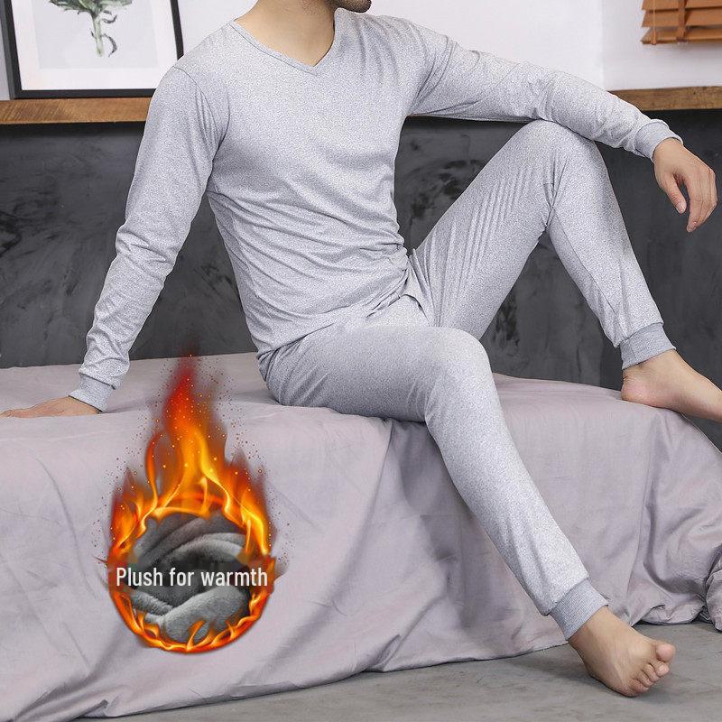 

Комплект термобелья на осень для мальчиков: Однотонные брюки на бархатной подкладке и рубашка с длинным рукавом для подростков — устойчивы к холоду и модны XL