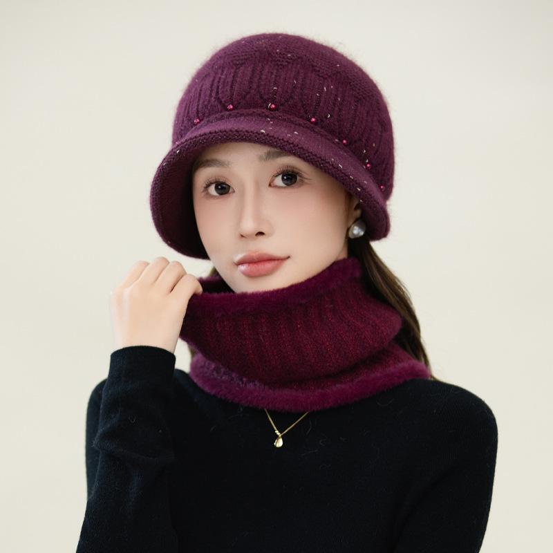 Autumn and Winter Hats for Women  Fashionable and Versatile Plush Hat Outdoor Casual Cold Proof Wool Hat Can Scarf Warm Suit