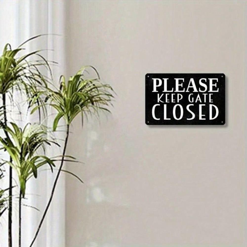 Vintage Metal Sign Please Keep Gate Closed Farmhouse Garage Decor 20x30cm