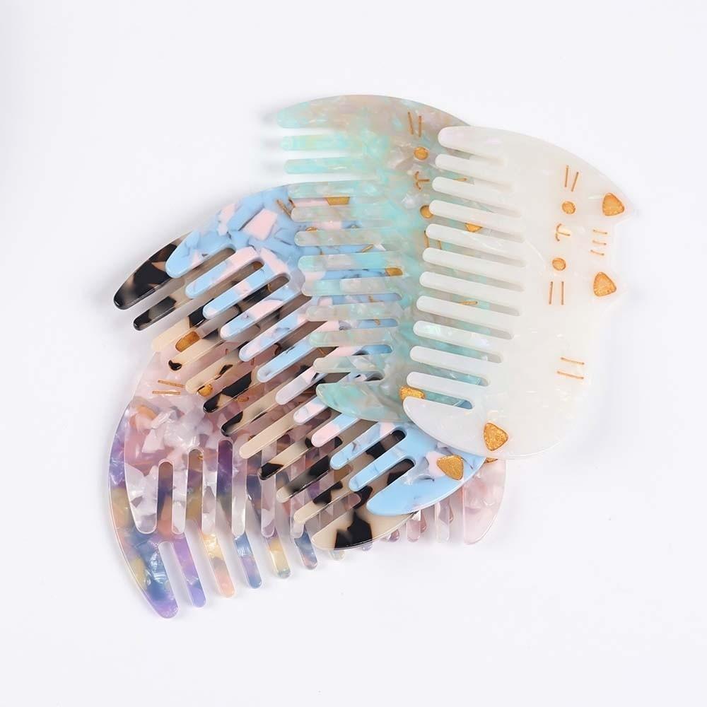 Portable Cat Acetic Acid Comb Acetate Cartoon Makeup Comb Contrast Color Hair Styling Tool Hairdressing Combs Household