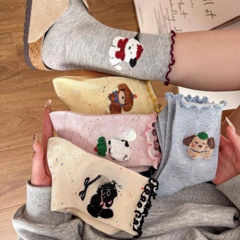 Women's Pile Socks Cute Socks for Women Spring and Autumn Mid-tube Socks Pure Cotton  Ruffled Long Socks