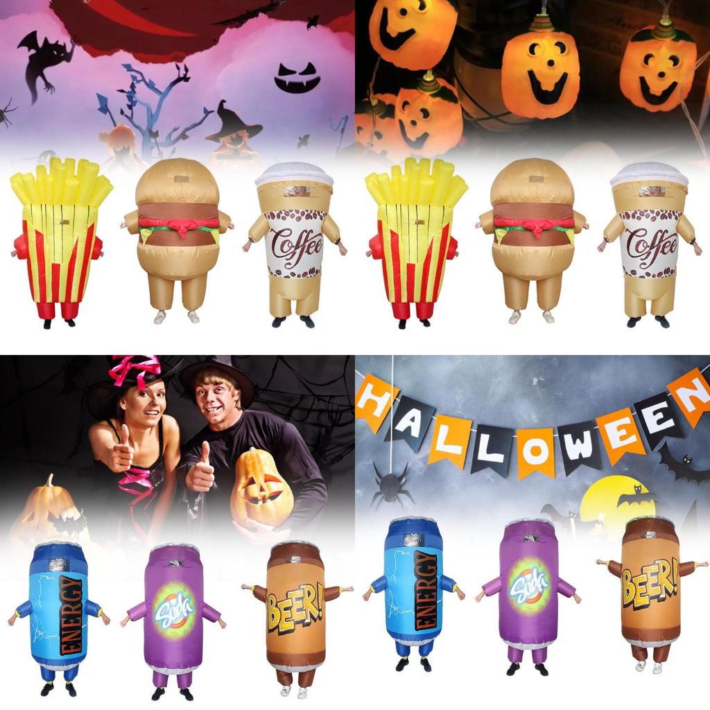 Unique Inflatable Costume With Cartoon Beverage And Food Design Perfect For Party Fun And Gift Giving