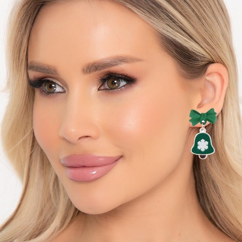 Dangle Holiday Earrings Christmas Santa Reindeer Earrings for Women Bell Snowflake Asymmetric Stud Earrings Party Decor