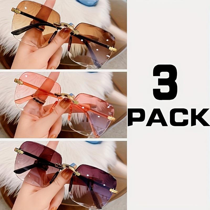 Fashionable frameless gradient women's glasses - square PC lens glasses suitable for women to take pos