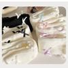 Sweet Girls Leg Warmers Women Ribbed Knit Striped Foot Cover Elegant Bowknot Ruffled Trim Boot Cuffs Footless Calf Socks