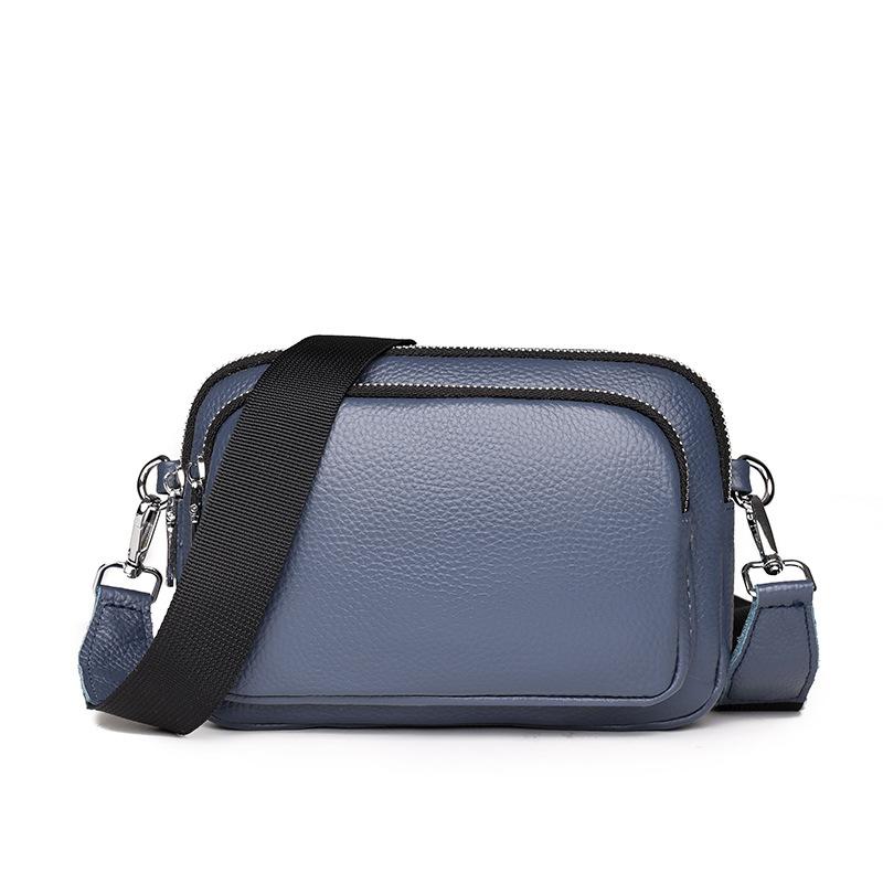

Женская сумка из натуральной кожи Модная многослойная сумка через плечо на одном плече Кожаная маленькая квадратная сумка синий