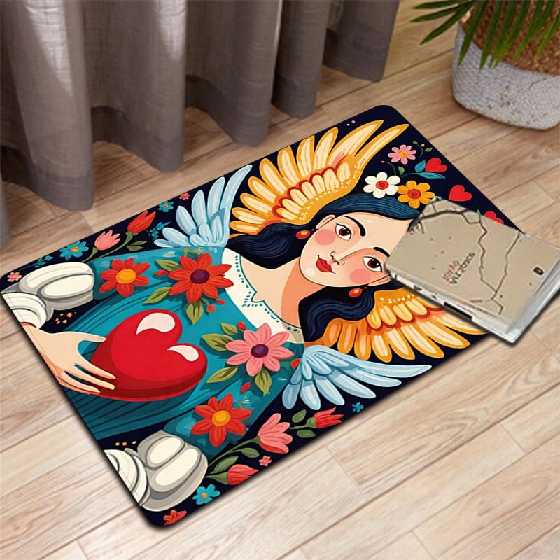 Cozy Floral Girl Heart Rug Floor Mat for Living Room or Bedroom Soft and Comfortable Carpet a Gift for Birthday and Holiday.ZFF0913368