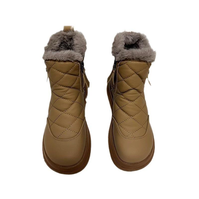 Snow Boots Women's 2025 New Winter Velvet Thickened Fluffy Warm Short Boots Soft Sole Non-slip Explosive Large Cotton Shoes