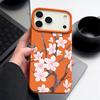 Hand-drawn Style Sakura Pattern Case For iPhone 17 Pro Max Leather Texture Soft Silicone Cover For iPhone 16 15 14 13 Pro 12 11 16E