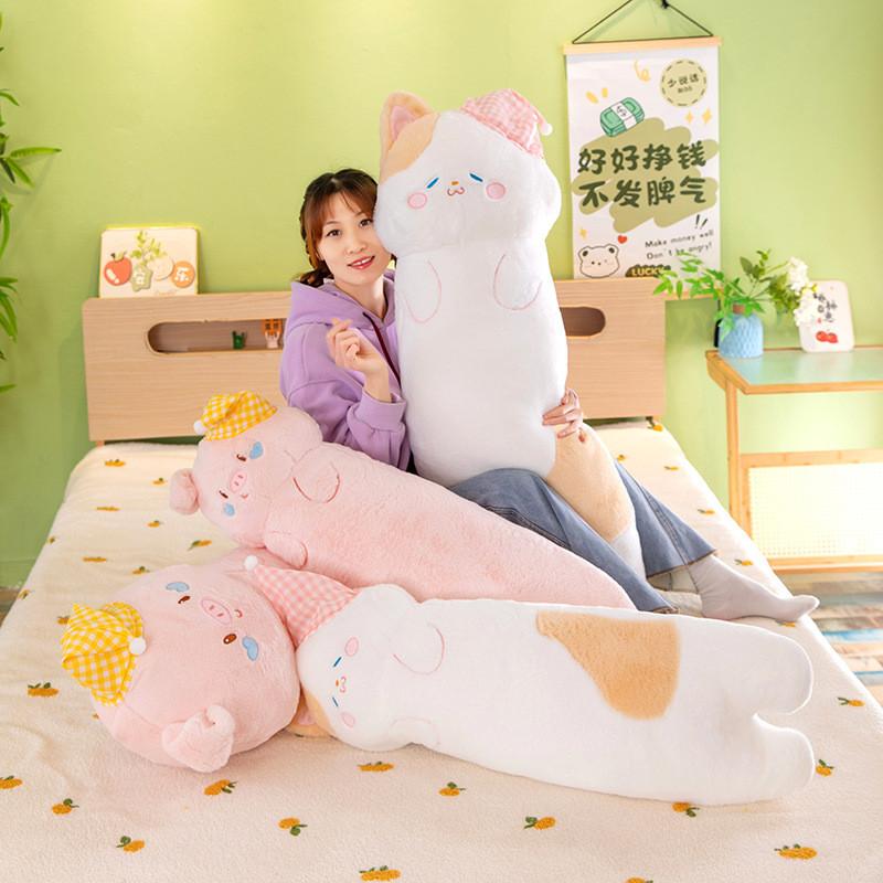 Plush Pig Sleeping Hat Pillow With Leg Holder For Girls And Bedside Comfort