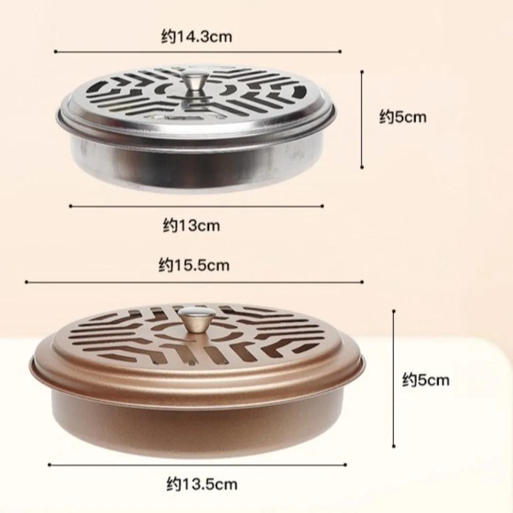 Fireproof Mosquito Coil Box with Rotundity Lid Serrated Outdoor Coil Holder,Iron Aromatherapy Tray Summer Nights Camping Tools