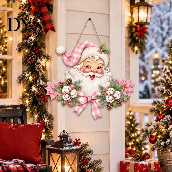 Seasonal Front Door Decor Wooden Christmas Hanger, Santa Claus Wall Plaque, Holiday Sign for Entryway Mantel Corridor Decor, Gift Family Friends
