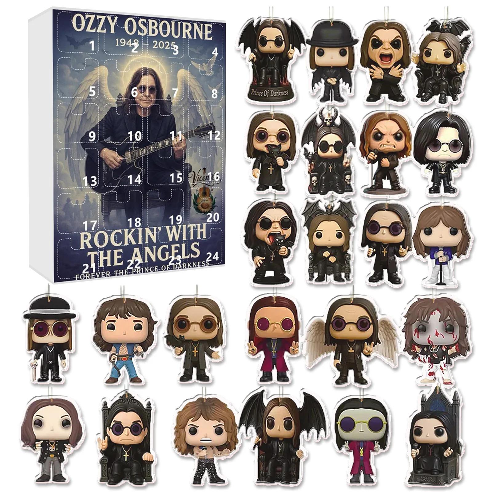 

Christmas Gift Acrylic 24pcs Advent Calendar Box Ozzy Osbourne Motorcycle Bell Keychain 24 Day Countdown Calendar Pendant Figure L