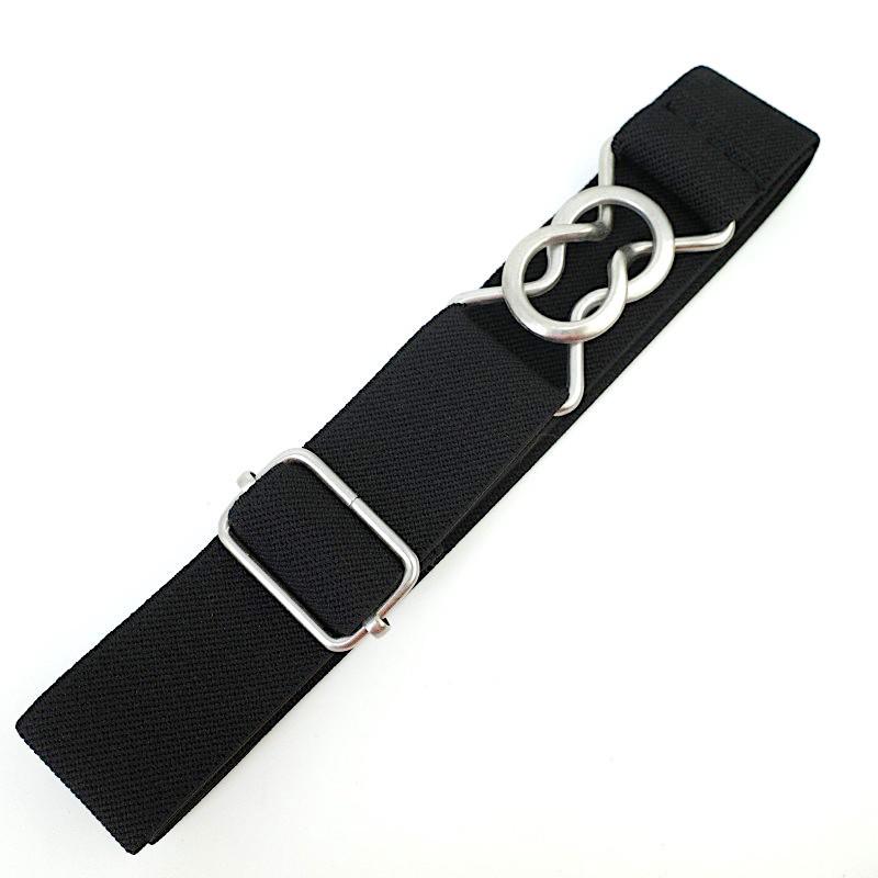 Cintura in Pelle Elastica Regolabile per Bambini con Tessuto Twill e Fibbia Sportiva a Forma di 8