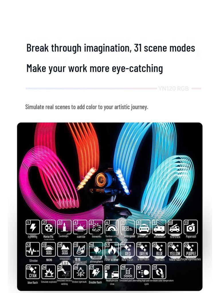 Yongnuo YN120RGB Portable RGB Pocket Light with Adjustable Color Temperature for Live Broadcast, LED Fill, Vlog, and Atmosphere Lighting