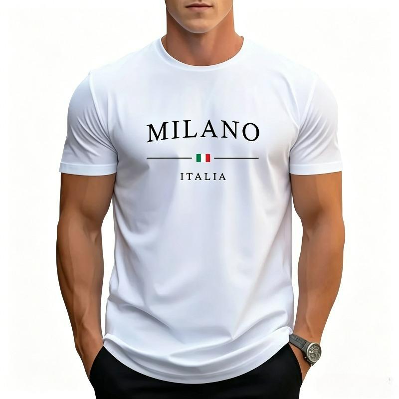 T-shirt Grafica Unisex Milano Italia Stampa Città Italiana Top In Bianco E Nero
