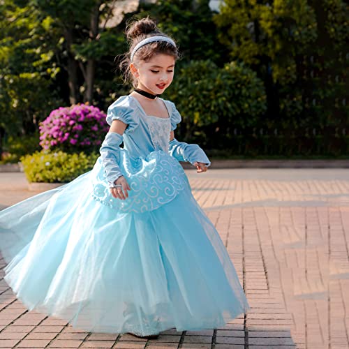 [TYHTYM] Cinderella Dress Kids (Princess Dress + Arm Covers) 2-Piece Set - Cosplay Costume, Fancy Dress, Fluffy Princess Dress, Kids Costume, Perfect