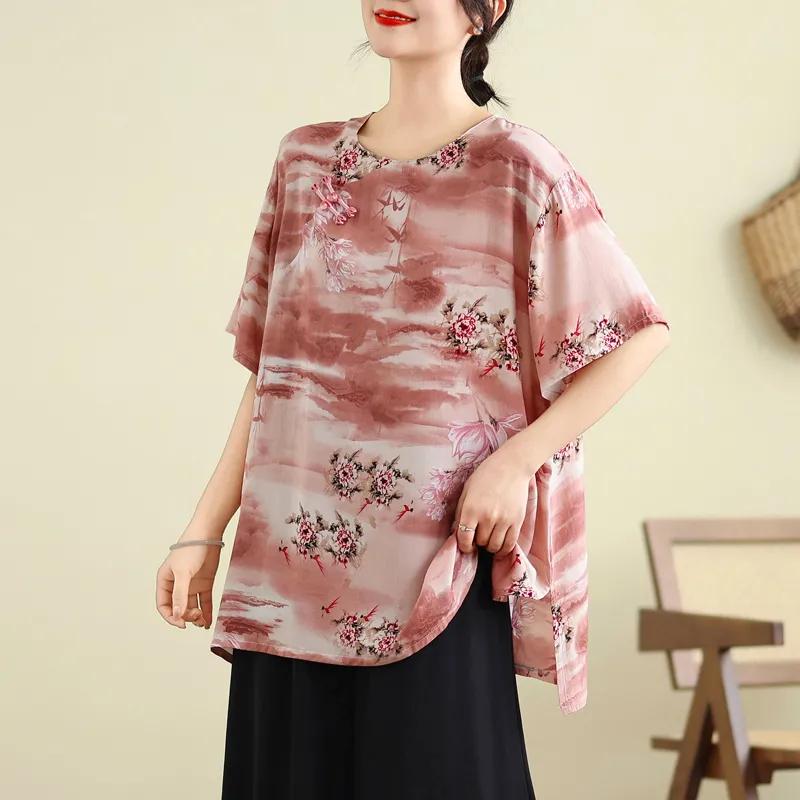Fashion New Mid-length Round Neck Short-sleeved T-shirt Tops Loose Casual Versatile Versatile Elegant Comfortable Pullover Tops