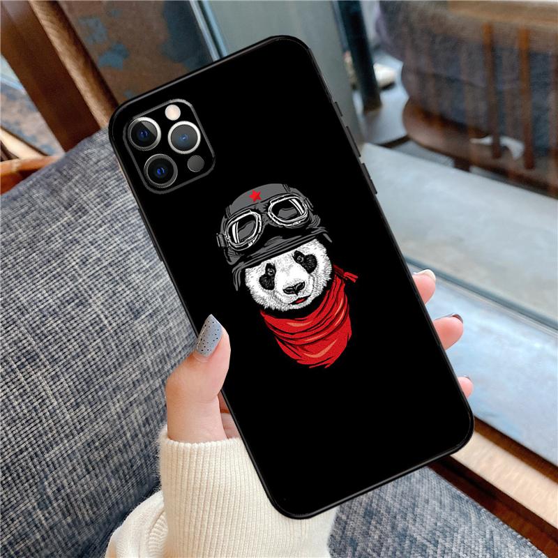 Cartoon Cute Panda Bear Phone Case For iPhone 16 15 14 12 11 13 Pro Max 12 13 mini XR 15 16 Plus 16e Cover Shell