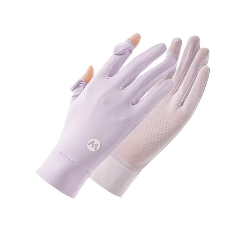 Sunscreen Gloves for Women In Summer UV Driver Ice Silk Touch Screen Outdoor Anti Slip Bicycle Driving and Riding Thin Model
