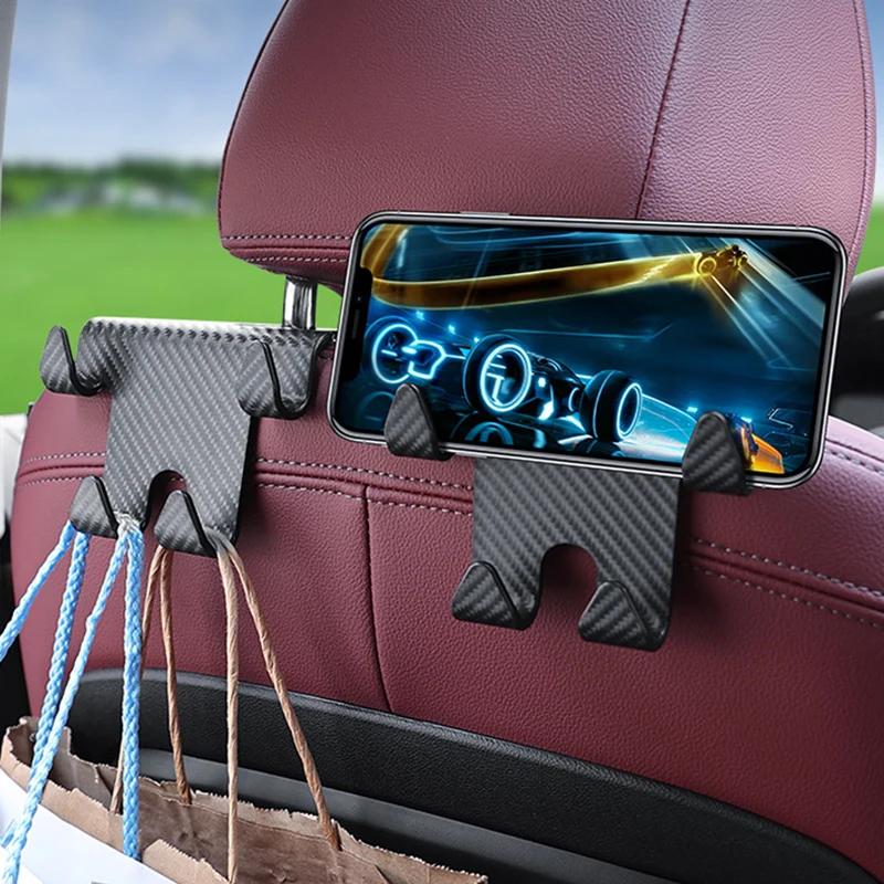 Universal Carbonfaser Auto Sitzlehnenhaken Kopfstütze Handy Geldbörse Handtaschenhalter Auto Rücksitzhaken Innenzubehör