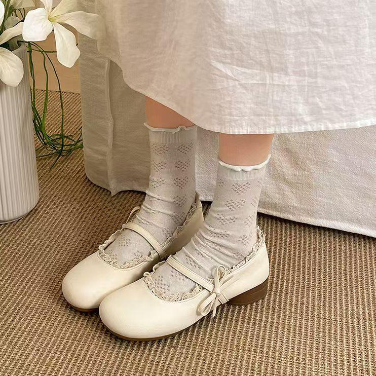 Gentle Wind French Bow Fragrant Wind Retro Mary Jane Shoes Pedal 2025 New Skirt Single Shoes Round Head Leather Shoes