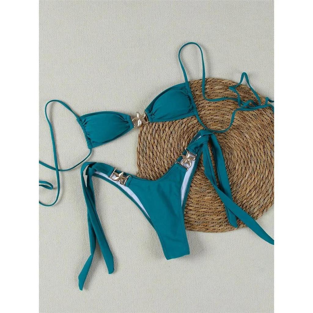 Metal Star High Cut Scrunch Butt Bikini Female Swimsuit Women Swimwear Two-Pieces Bikini Set Bather Bathing Suit Swim