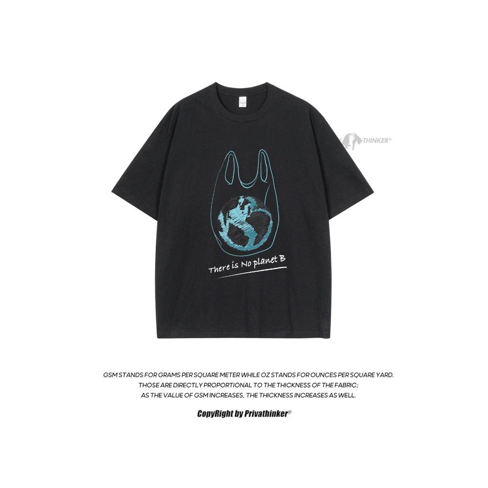 

Защитите землю принт Мужские футболки Модная свободная одежда с круглым вырезом Летние новые футболки с коротким рукавом Harajuku Kpop Мужские хлопковые топы XXXXXL чёрный