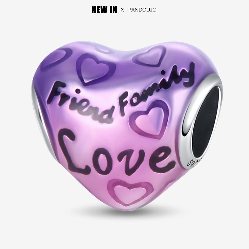 New In Heart Shaped Pattern Charm Beads Fits Pandach Original Bracelet Women Copper Pendant Bead Jewelry Gift