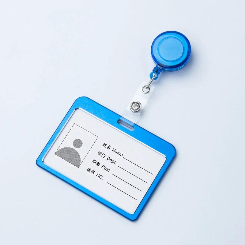 1pc Retractable Pull Badge Holders With Reel Clip Bus Credit Card Case Visit Door Identity Badge Cards Cover Credential Holder