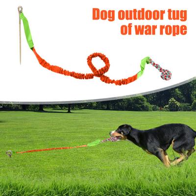 Dog Bungee Tug Toy Outdoor Tether Tug of War Toy with Stake for Large Medium Dogs Indestructible Cotton Rope Dog Chew Toy for Aggressive Chewers