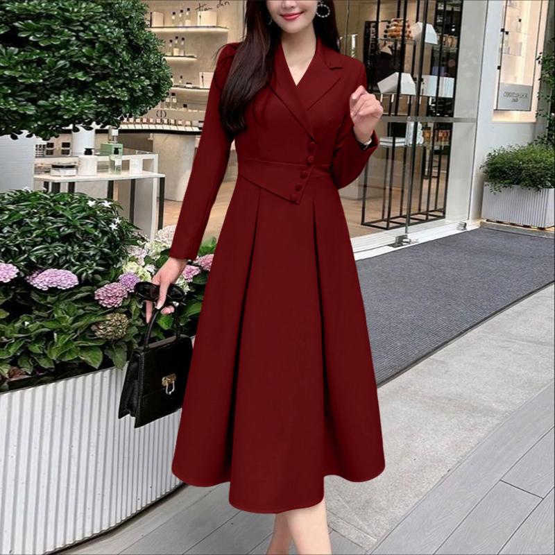 ZANZEA Dámské ležérní šaty s elegantním límečkem a dlouhým rukávem