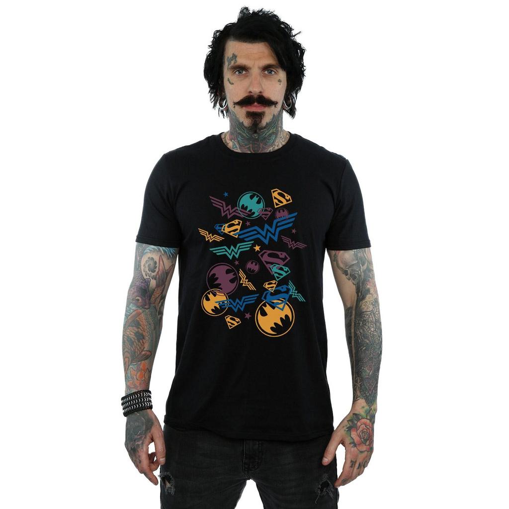 DC Comics Mens Justice League Floating Icons T-Shirt