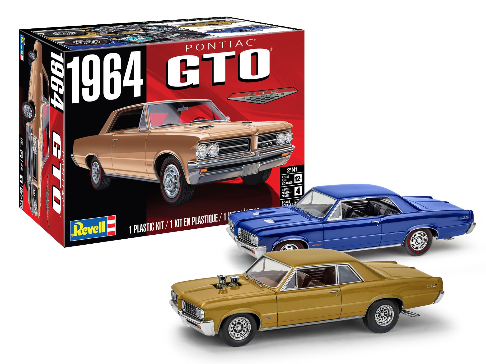 

Revell 14574 1964 Pontiac GTO Scale Skill Level 4 Model Building Kit 2 N1 124 104-Piece