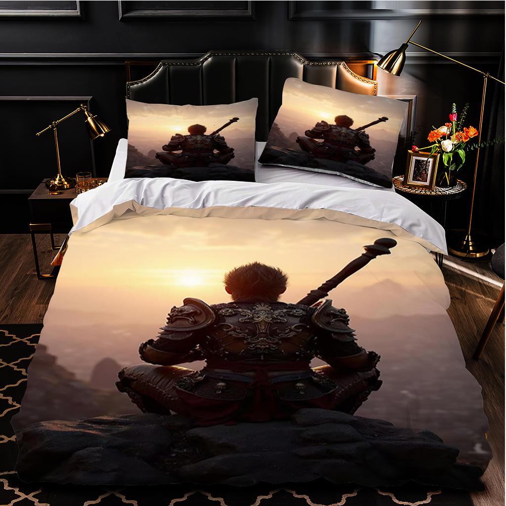Black Myth Wukong Game Series 3D Digital Printing Three-Piece Set, Popular Three-Piece Bedding