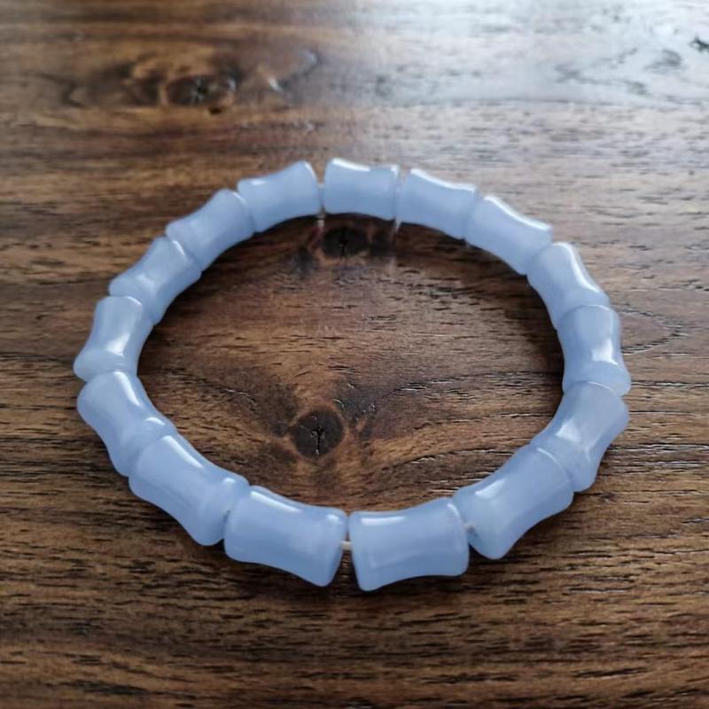 Imitation Jade Bamboo Shape Beaded Bracelets For Women Healing Jewelry With Elastic Cord